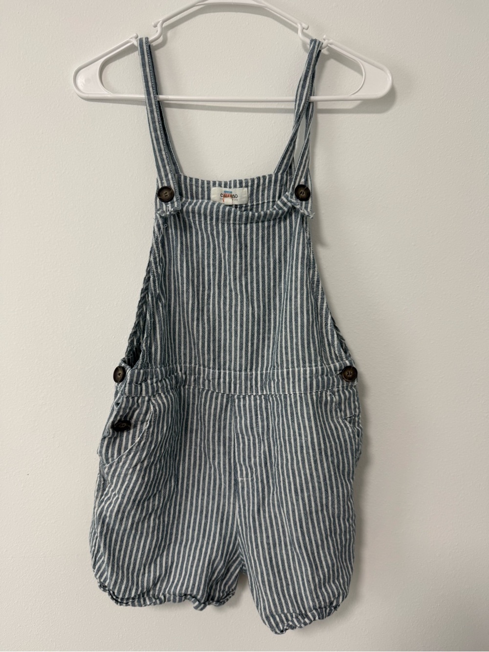 Striped Blue & White Kids Seersucker Overalls